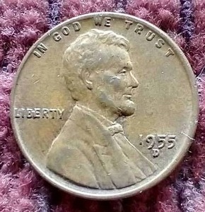 lot 3 image: Die Error 1955-D Wheat Penny
