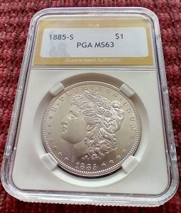 lot 8 image: 1885-S Morgan Dollar - PGA MS63 - NICE
