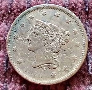 lot 24 image: 1840 Braided Hair Large Cent