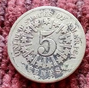 lot 39 image: 1866 Shield Nickel - First Year