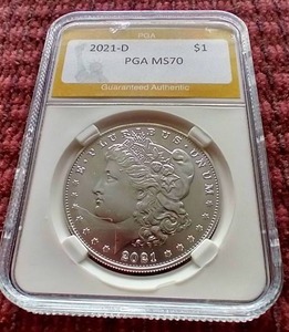 lot 53 image: 2021-D Morgan Dollar - PGA MS70