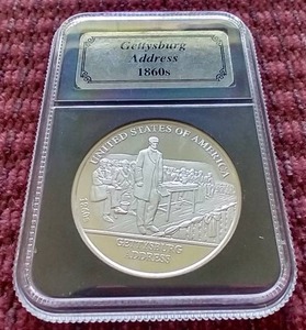 lot 59 image: Beautiful Gettysburg Address 1 Oz. Silver Round