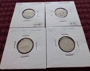 lot 60 image: (4) Vintage Canadian Dimes - Some Silver