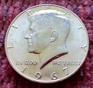 lot 64 image: 1967 40% Silver Kennedy Half Dollar
