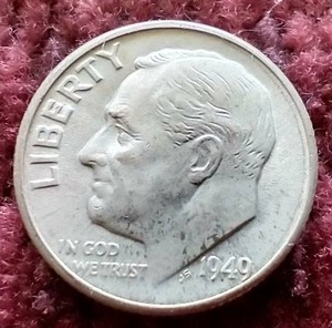 lot 67 image: Uncirculated 1949 Silver Roosevelt Dime