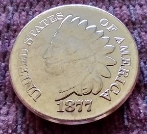 lot 73 image: 1 Oz. Copper Round - Indian Penny Design