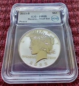 lot 74 image: 2023-S Reverse Proof Peace Dollar - ICG PR69
