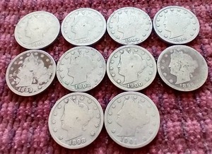lot 85 image: (10) Low Grade Liberty V Nickels