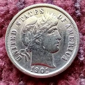 lot 86 image: Nice 1901 Barber Dime