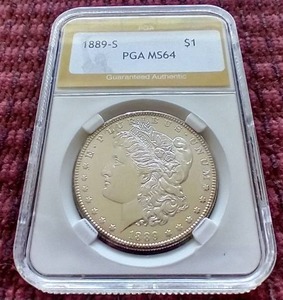lot 88 image: Rare Date 1889-S Morgan Dollar - PGA MS64