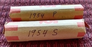 lot 101 image: (2) Wheat Penny Rolls - 1954 & 1954-S