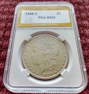 lot 106 image: 1888-S Morgan Dollar - PGA MS62 - Nice Coin