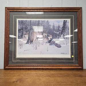 lot 22 image: 1992 Bruce Miller #4281280 Pencil Signed Wolves, 36x29