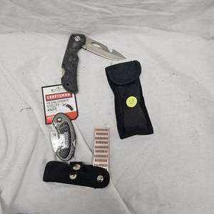 lot 58 image: Diamond Hone Sharpener, Craftsman Knife and Lock Back Deer Knife