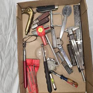 lot 60 image: Misc Feeler Gauges, Barlow Knives, Brass Cane Handle