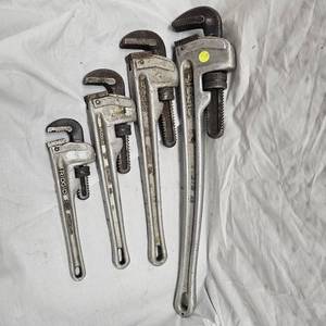 lot 67 image: Rigid Aluminum Pipe Wrenches 24,18,15,10