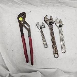 lot 94 image: 3-Diamond Adjustable Wrenches and Channel Locks