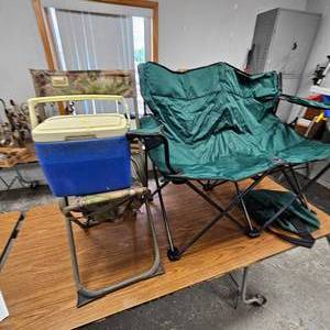 lot 134 image: Like New Folding Camping Chair, Chair and Cooler