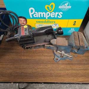 lot 136 image: Vise and Belt Sander