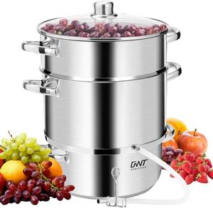 lot 34 image: Gowintech 8.5 Quart Stainless Steel Fruit Juicer Steamer Extractor Pot with Glass Lid