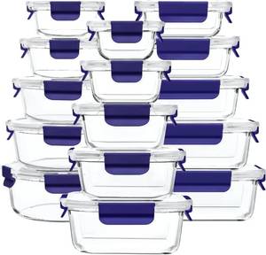 lot 37 image: Genicook 30 Piece Glass Food Storage Containers with Snap Locking Lids