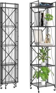 lot 50 image: Fregree 5 Tier Foldable Metal Wire Storage Shelf