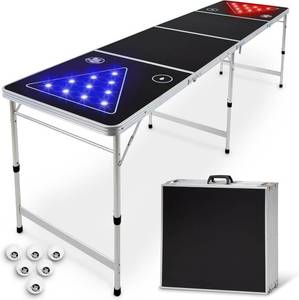 lot 68 image: GoPong 8 Foot Foldable Beer Pong Table with LED Lights