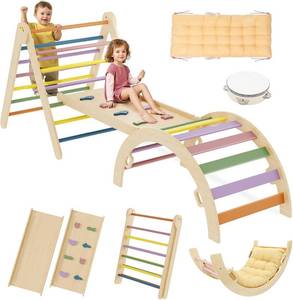 lot 69 image: Pikler Triangle 7-in-1 Foldable Toddler Jungle Gym
