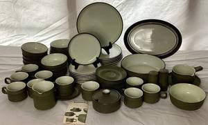lot 7 image: Vintage Denby Stoneware- Camelot Dark Green- Dinnerware Set