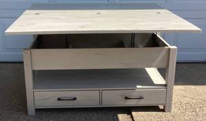 Grey Lift Top & Folding Convertible Coffee Table