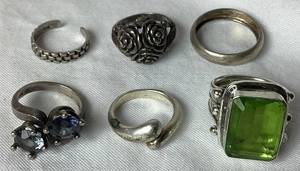 lot 57 image: Six .925 Sterling Silver Rings