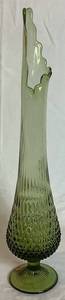 Vintage Fenton 22.5" Hobnail Swung Vase Avocado Green