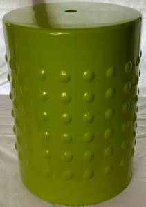 lot 46 image: Lime Green Studded StoolOttomanAccent Table