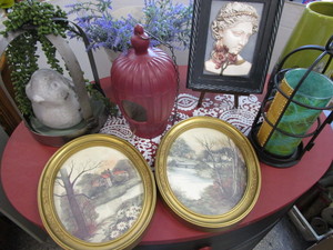 lot 135 image: Prints, Birdhouse, Planter