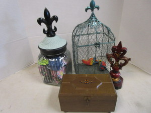 lot 248 image: Bird Cage, Jar, Jewelry Box