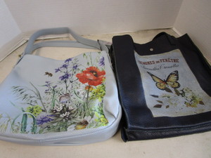 lot 256 image: Italian Leather Bags With Floral Transfers