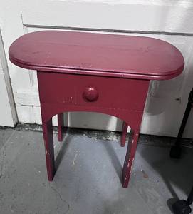 lot 3 image: Vintage Red Side Table with Drawer 20 tall