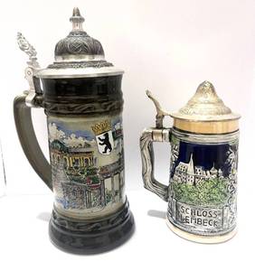 lot 28 image: Two German Beer Steins Schloss Lembeck