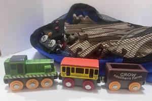 lot 42 image: Orbrium Wooden Toy Train Set