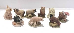 lot 65 image: 9 Hand Painted Farm Animal Figurines made in Scotland