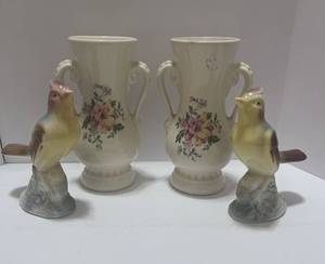 lot 77 image: Two Vintage Bird Figurines and Two Royal Copley Vases