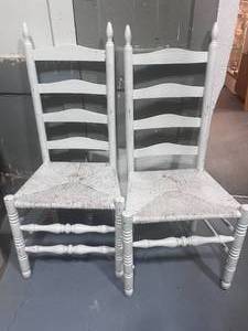 lot 105 image: Two Vintage Wooden Chairs with Woven Seats