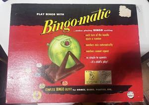 lot 93 image: Vintage Bingo-Matic Game 1954 Complete