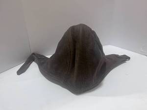 lot 82 image: Brown Leather Aviator Skull Cap Made in USA Size S-M