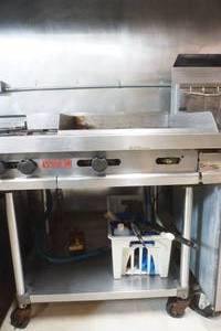 lot 17 image: Vulcan Griddle and 2-Burner Stove (cart included)