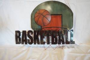 lot 64 image: Basketball Metal Decor Sign 22.5x20