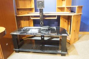 lot 117 image: Black Smoked Glass TV Stand
