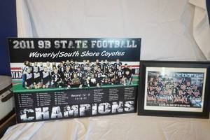 lot 132 image: Waverly South Shore Coyotes Football Poster Board and Framed Print