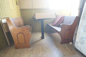 lot 175 image: Table & 2 Benches (booth)