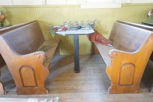 lot 180 image: Table & 2 Benches (booth)